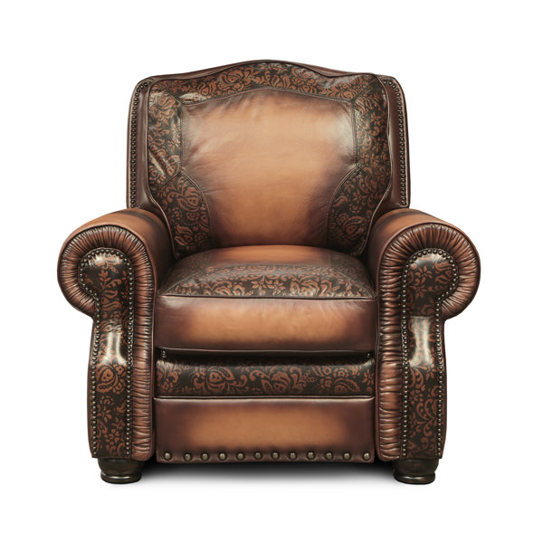 Eleanor Rigby Balmoral 54'' Wide Genuine Leather Manual Club Recliner